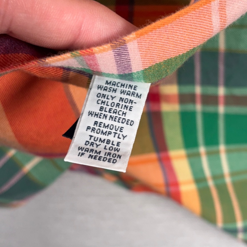 Ralph Lauren Classic Fit Shirt Mens XL Orange Green Cotton Long Sleeve Button - Picture 10 of 12